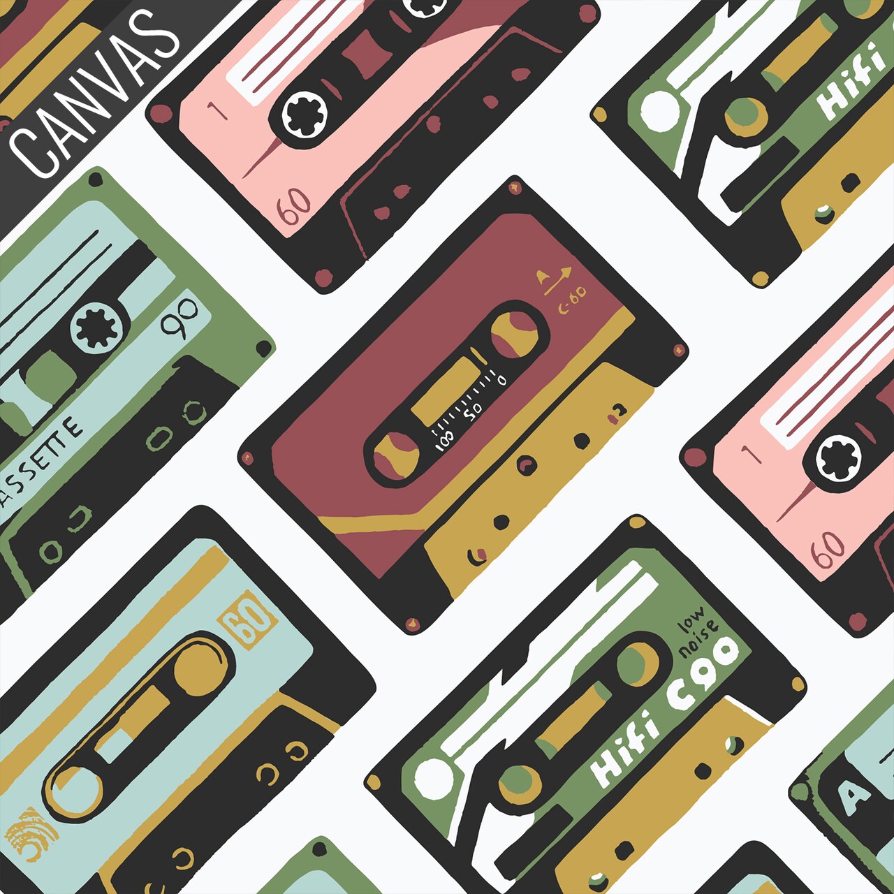 Cassettes Canvas in White (228456) | Canvas Collective | Cloud 9 | Cloud9